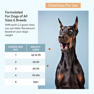 Gnawty Bites Directions for Use - Based on Dog's Weight 