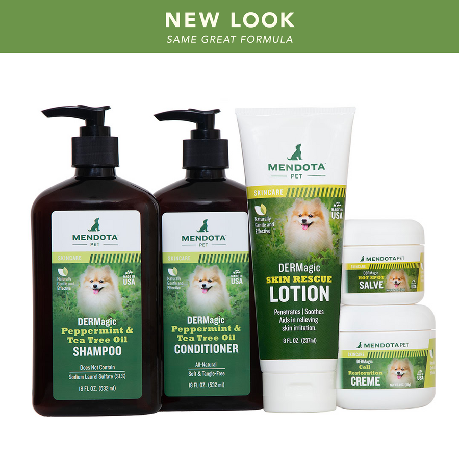DERMagic System - Skin Rescue Lotion, Hot Spot Salve, Restoration Creme, Peppermint & Tea Tree Oil Shampoo and Conditioner - Animal Ortho Care